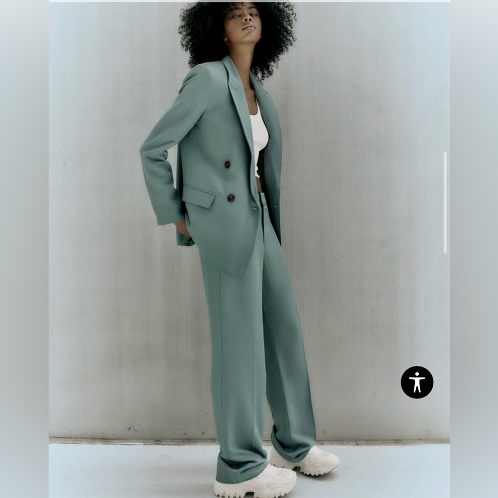 Zara Green Full Length Pants NWT